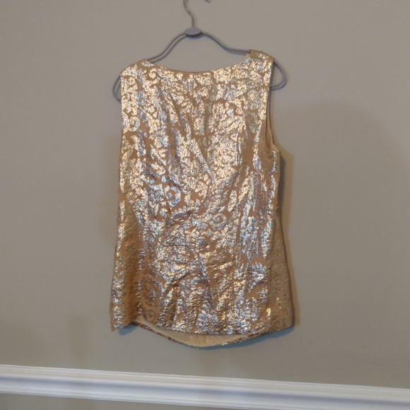 J. Crew gold brocade cowl neck sleeveless top - Picture 2 of 7